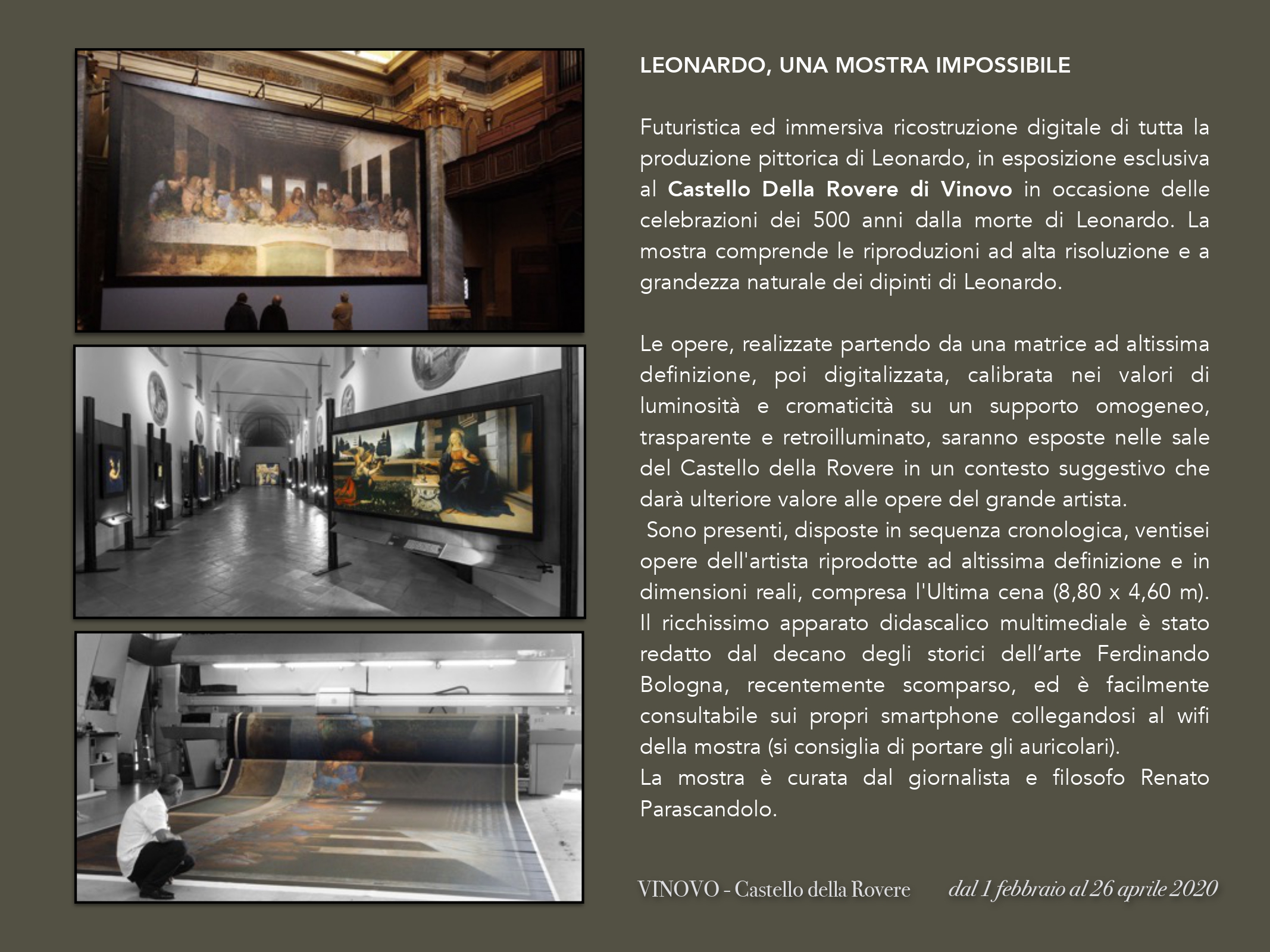 Dl 1 Febbraio al 26 Aprile 2020 Leonardo Una Mostra Impossibile
